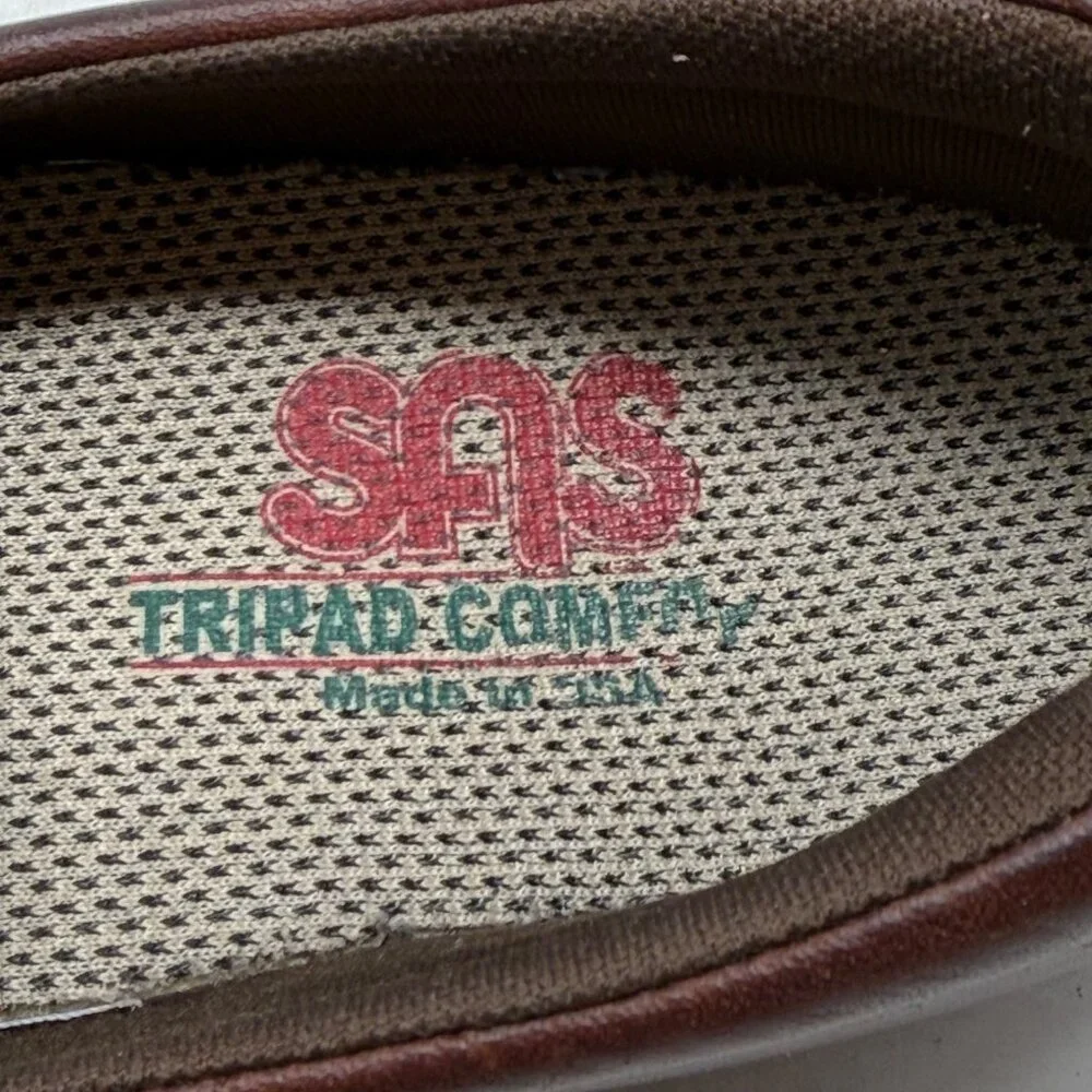 SAS Twin Tripad Slip On Loafers Brown Leather Soft Casual Comfort Womens Size 8?